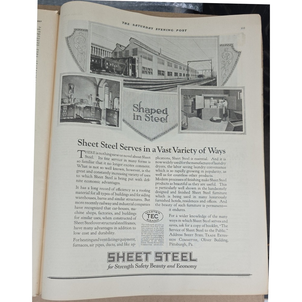 1927 Sheet Steel Vintage Advertising Ad Industrial